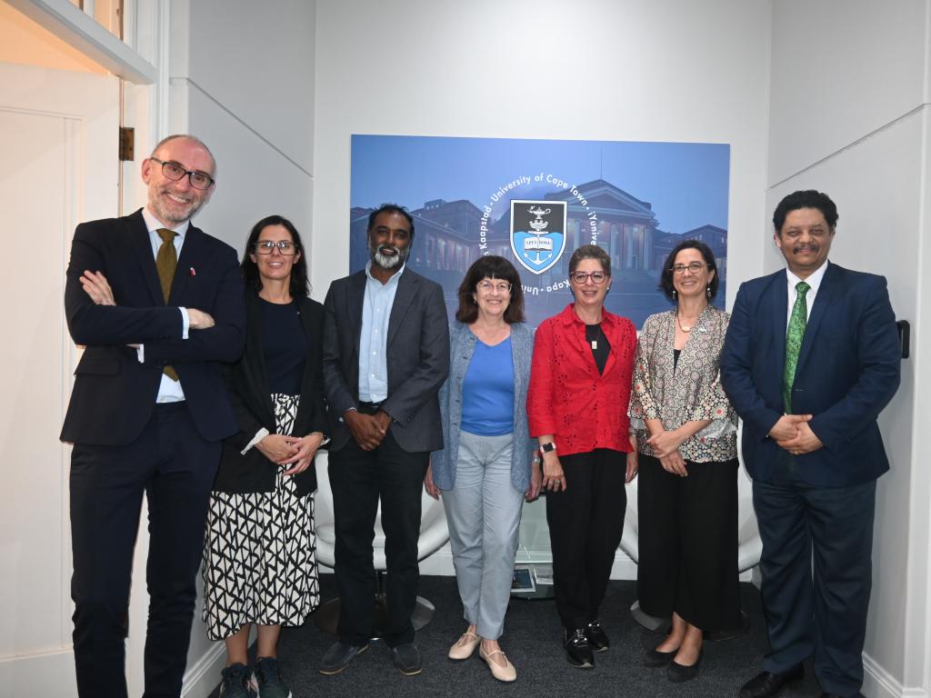 A4U Spain delegation with, with UCT interi DVC of Reserach and Internationalisation and International Director Quinton Johnson and Dr Alvaro de la Cruz-Dimbriz , Senior Lecturer UCT.