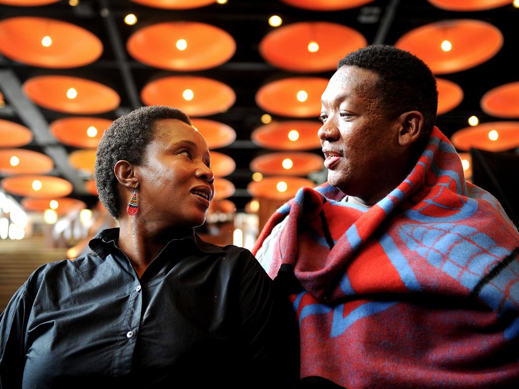 Two people at the UCT Baxter Theatre for Afrika Day